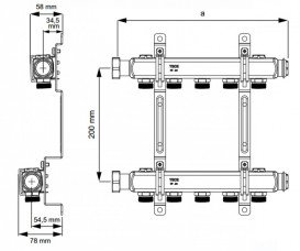 Коллектор для систем отопления Tece TECEflex 10 контуров нержавеющая сталь 712559