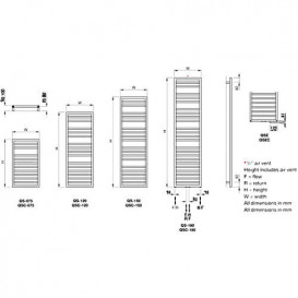 Комбінований сушка для рушників Zehnder Quaro Spa 125,1х55 см з теном NEX чорний матовий QS-120-055-9017-NEX-MB
