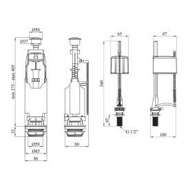 Комплект арматури для бачка унітазу Kroner KRM KIT6957 з нижнім підключенням один режим CV032084