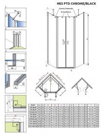 Комплект бічних стінок Radaway Nes Black PTD 90Zх100S чорний/прозоре скло 10051500-54-01