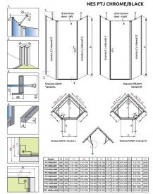Комплект боковых стенок Radaway Nes Black PTJ 100Zх90S черный/прозрачное стекло 10052700-54-01