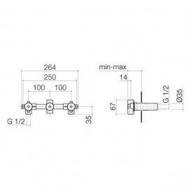 Комплект для предварительного монтажа настенного смесителя Dornbracht на 3 отверстия хром 35 707 970 90
