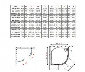 Комплект душевых боковых стенок Radaway Idea PDD 90х100 неподвижные прозрачное стекло 387157-01-01