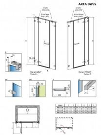Комплект фронтальных стенок Radaway Arta DWJS 322L хром прозрачное стекло 386122-03-01L