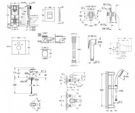 Комплект Grohe Mega Bundle унітаз з інсталяцією та набір змішувачів для ванної  UA39586MB0