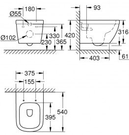 Комплект инсталляции Grohe Solido 5в1 с унитазом Euro Ceramic Rimless Soft close 39698000