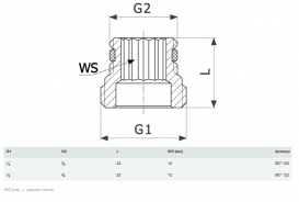 Комплект перехідників Viega 1096.8 G½хG¾ латунь 357122