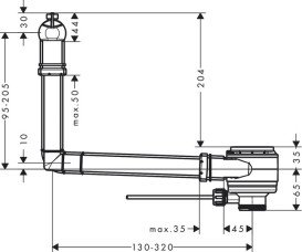 Комплект слива и перелива для раковины Hansgrohe пластик белый 50005000