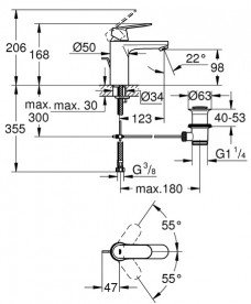 Комплект смесителей для ванной Grohe Eurosmart Cosmopolitan 3 в 1 с душевым набором хром UA126112M0
