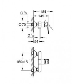 Комплект смесителей для ванной Grohe BauLoop 3 в 1 с душевым набором хром UA123220S1