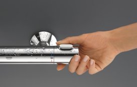 Комплект змішувачів для ванної Grohe Euroeco New 3 в 1 з термостатом та душовим набором хром UA123241M0