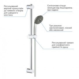 Комплект змішувачів для ванної Grohe QuickFix Get 3 в 1 з душовим набором хром UA202701MQ