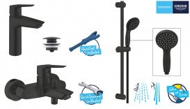 Комплект змішувачів для ванної Grohe QuickFix Start 3 в 1 із душовим набором чорний матовий UA303301MQ