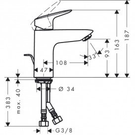 Комплект смесителей для ванной Hansgrohe Logis 3 в 1 с душевым набором хром 1082019