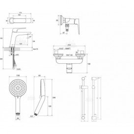 Комплект смесителей для ванной с душевым гарнитуром Ravak Classic 5 в 1 (CL 012 + CL 032 + 953.00 + 972.00 + 911.00) 70320253