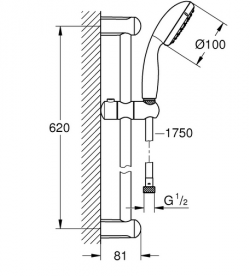 Комплект змішувачів для ванної з душовим гарнітуром Grohe хром 34550TM