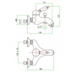 Комплект смесителей для ванной с душевым гарнитуром Fiore Imperial хром IMPERIALSET2X1