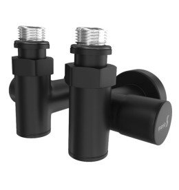 Комплект кутових кранів для сушки для рушників Mario під ТЕН чорний матовий 4820111357536