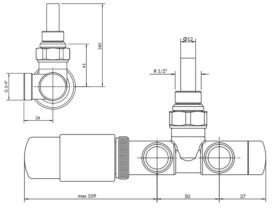 Комплект вентилей интегрированный термостатический Terma Unico All in One с трубкой правый белый мат TGETUNICPKS96/TGETBI013