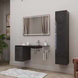 Консоль c раковиной Marsan Nikolet 110х50 МДФ графит/стеклянная раковина Nikolet110х50graphite