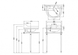 Консоль для круглої раковини Burlington 53.5 см латунь хром T24A CHR