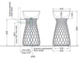 Консоль для раковини Hidra Wire метал чорний матовий W3 026 nero matt