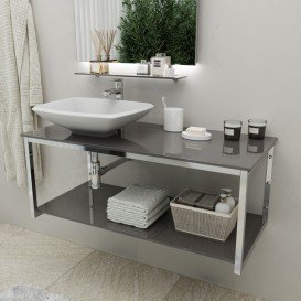 Консоль для раковини Marsan Quadro 130х50 см нержавіюча сталь/скло бісмарк Quadro130х50bismarck