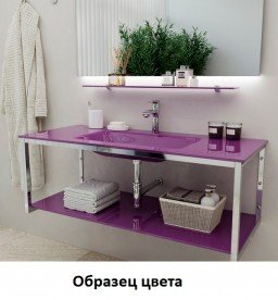 Консоль для раковины Marsan Quadro 90х50 см нержавеющая сталь/стекло виолет Quadro90х50violet