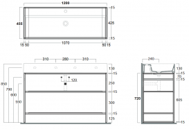 Консоль для раковини Simas Agile для підлоги 121х46 см метал чорний матовий AGSA121