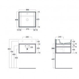 Консоль для раковини Simas Agile підвісна 51х46 см метал чорний матовий AGSS51