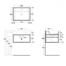 Консоль для раковини Simas Agile підвісна 61х46 см метал чорний матовий AGSS61