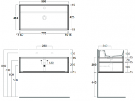 Консоль для раковини Simas Agile підвісна 91х46 см метал чорний матовий AGSS91
