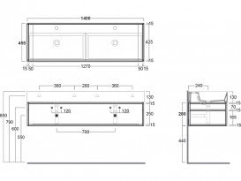 Консоль для раковины Simas Agile подвесная 141х46 см металл черный матовый AGSS141D