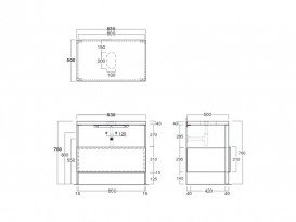 Консоль для раковини Simas Wave для підлоги 83х50 см дуб/цемент WAM 4
