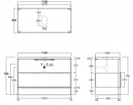 Консоль для раковины Simas Wave напольная 110х50 см дуб/цемент WAM 4L