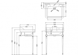 Консоль под прямоугольную раковину Burlington 59.8 см латунь хром T23A CHR