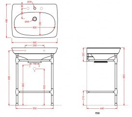 Консоль під раковину ArtCeram Civitas на 68 см із полицею-решіткою золото CIA002 73