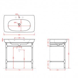 Консоль під раковину ArtCeram Civitas на 90 см з полицею-решіткою рожеве золото CIA005 77