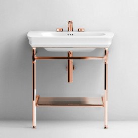 Консоль під раковину ArtCeram Civitas на 90 см з полицею-решіткою рожеве золото CIA005 77