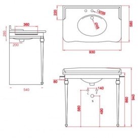 Консоль під раковину ArtCeram Hermitage на 92 см золото HEA016 73