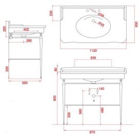 Консоль під раковину ArtCeram Hermitage на 112 см з полицею золото HEA017 73