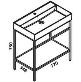 Консоль под раковину Hatria 77x35 см подвесная металл черный матовый BHIRT0800365020