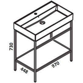 Консоль під раковину Hatria 97х44,8 см метал чорний матовий BHIRT1000465020