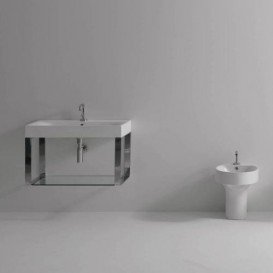 Консоль під раковину Kerasan Cento 80 см зі скляною полицею нікель 9126K2