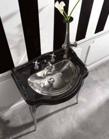 Консоль під раковину Kerasan Retro 73 см чорний глянсовий ніжки хром 7362K2