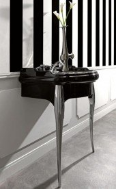 Консоль під раковину Kerasan Retro 73 см чорний глянсовий ніжки хром 7362K2