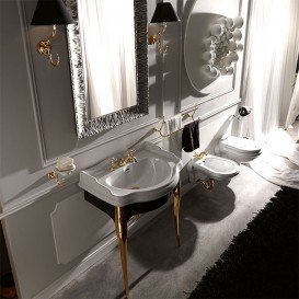 Консоль під раковину Kerasan Retro 73 см чорний глянсовий ніжки золото 7362K3