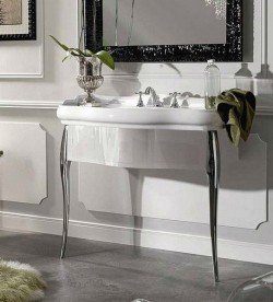 Консоль під раковину Kerasan Retro 73 см білий глянсовий ніжки хром 7362K5