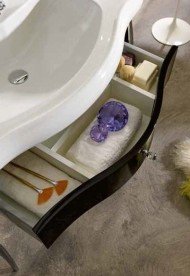 Консоль під раковину Kerasan Retro чорний глянсовий ніжки хром ручка хром з кристалом 7363K3