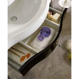 Консоль под раковину Kerasan Retro чёрный глянцевый ножки золото ручка золото с кристаллом 7363K4